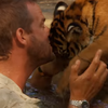 老虎寶寶不敢下水游泳，超貼心的動物園管理員親身示範陪牠一起游泳，真的好暖！