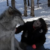 「我可以親妳一下嘛」這隻大灰狼靜靜坐在雪地上，下一秒竟對一旁的女孩獻上「狼」吻...網友瞬間被萌翻：「是大哈士奇！！」