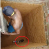 看見小貓被困在坑裡，好心男子立馬爬梯子下去救牠...結局卻讓人完全笑噴！