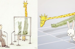 我太難了！日本藝術家爆笑畫出「長頸鹿」的「困難日常生活」，真的是太傳神了！【下】
