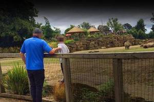 無知！男子抱男孩「越過圍欄」進入動物園犀牛棲息地「拍照」長達20分鐘！