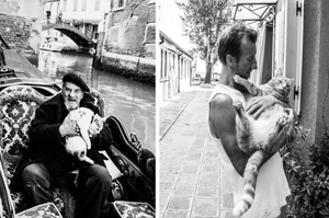 潛伏在威尼斯街頭，用鏡頭記錄下「當地人與喵星人」的美妙瞬間！網友表示：黑白相間好有詩意！