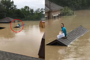 大雨來襲淹沒家園　女子掏出「塑料做的諾亞方舟」成功救下汪星人一命！