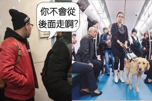 「你不會從後面走啊？」導盲犬與盲人遭乘客辱罵！網友的回應讓人感到溫暖！